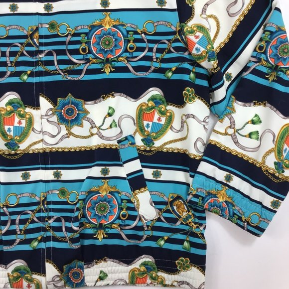 vintage womens jacket Alfred Dunner 16W nautical chain print bomber full zip 90s - Picture 6 of 16